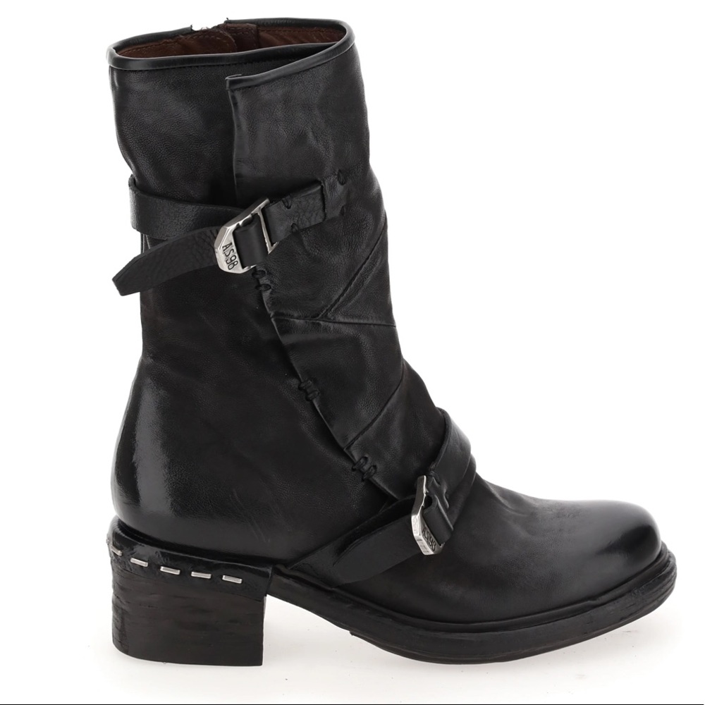 A.S.98 Italian Leather Booties black/Nero size 37 NIB